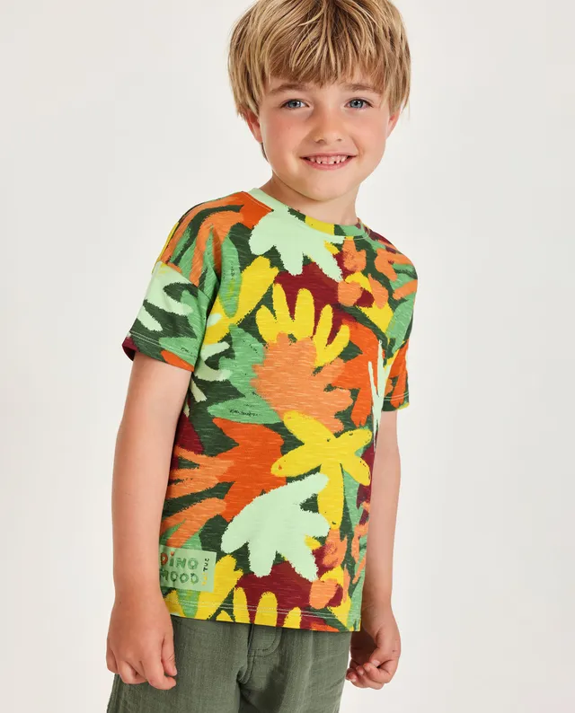 TucTuc Magliette T-shirt Bambino Verde Stampa All-Over Cotone