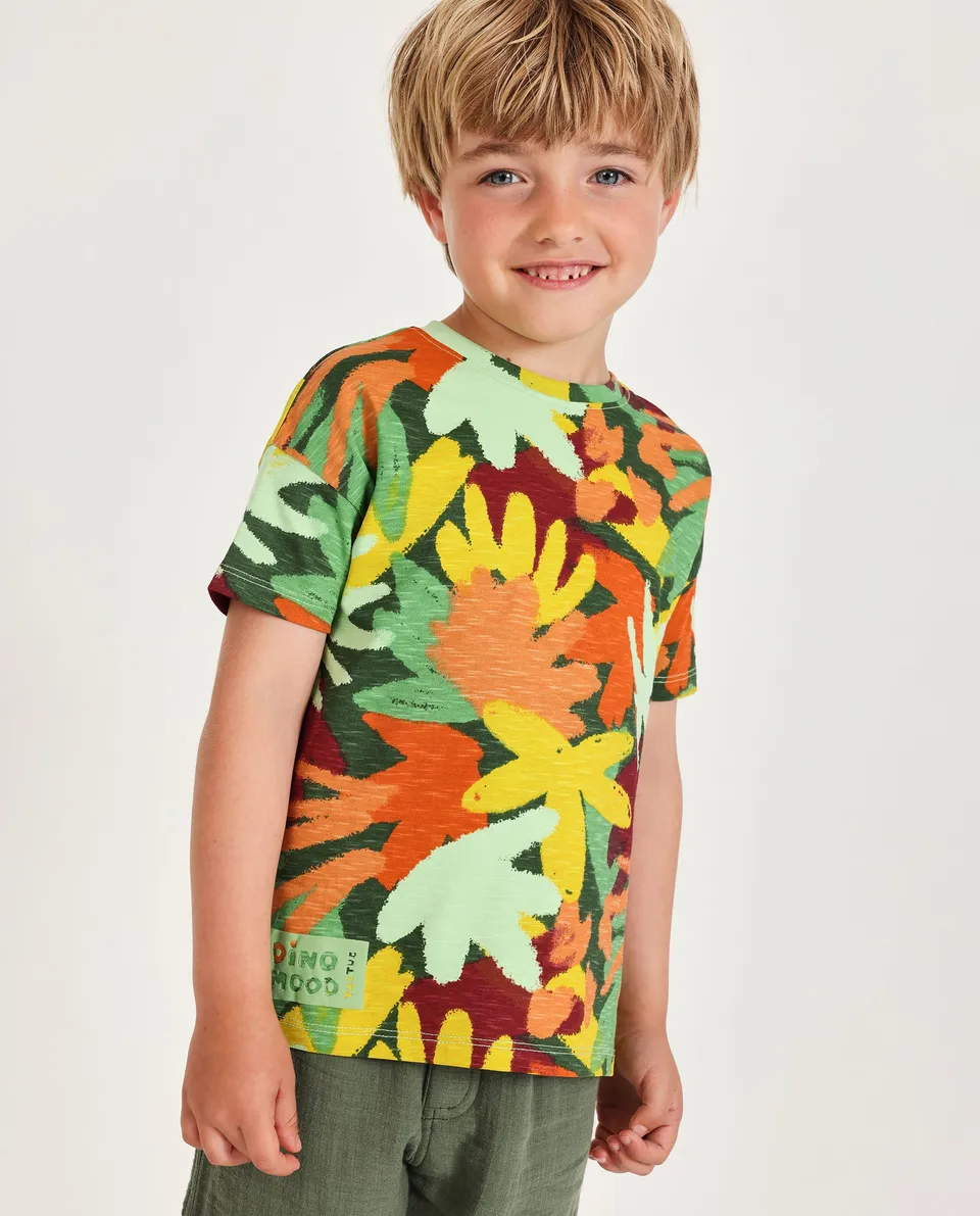 TucTuc Magliette T-shirt Bambino Verde Stampa All-Over Cotone
