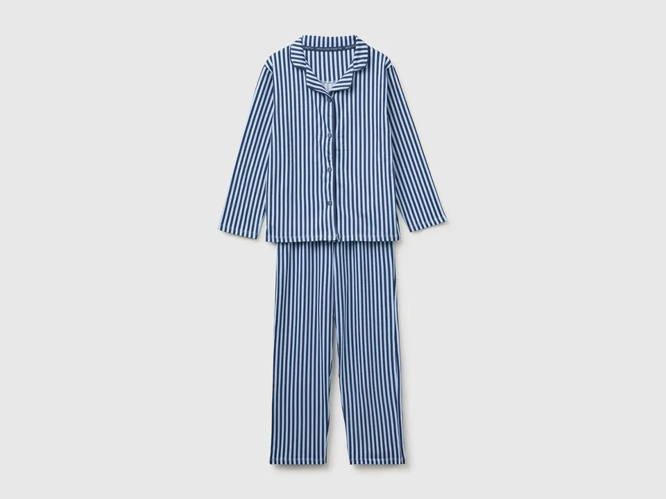 United Colors of Benetton Striped open pigiama cotone righe 7-8