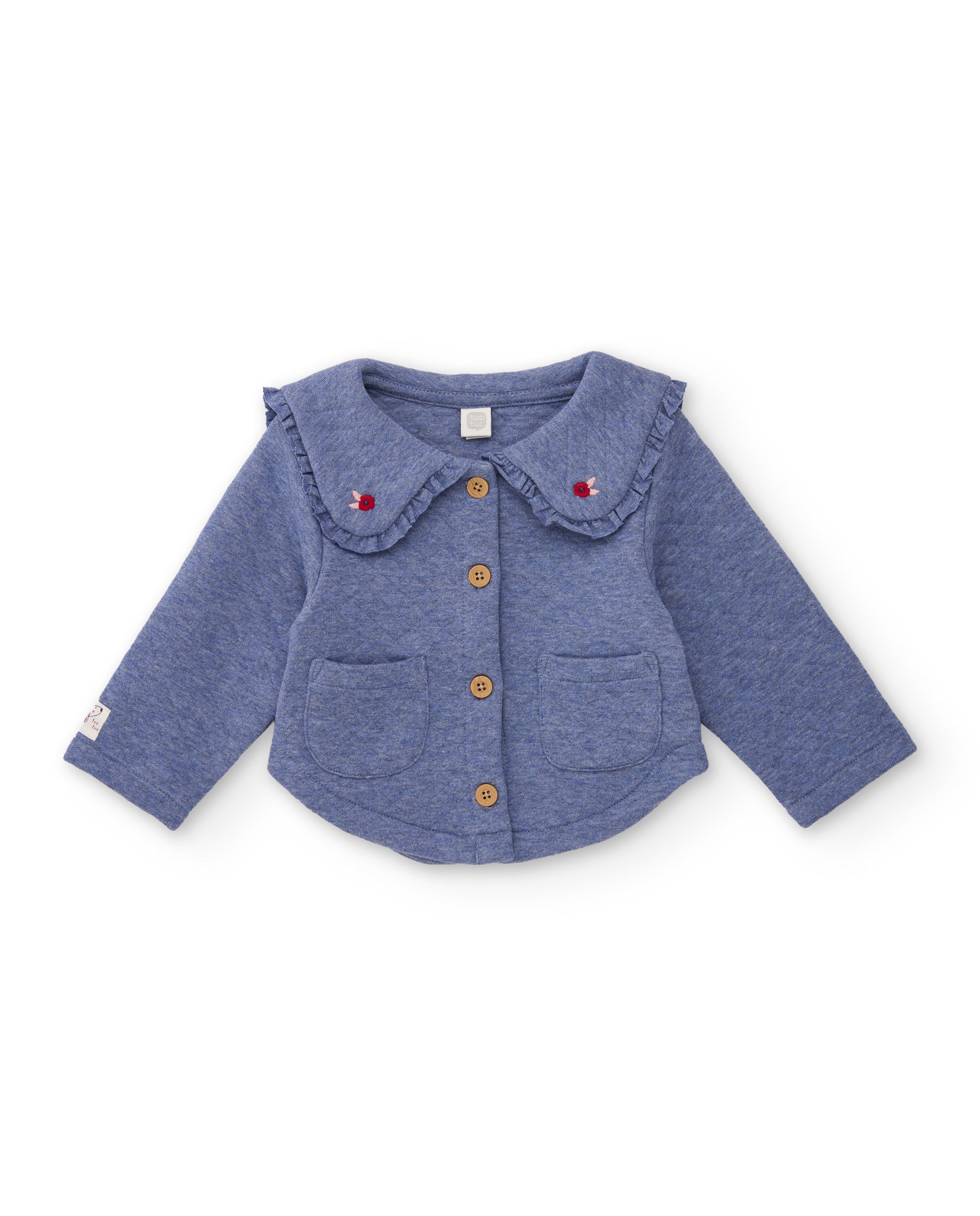 TucTuc Maglioni Giacca Neonata Azzurra Maglia Volant Bottoni