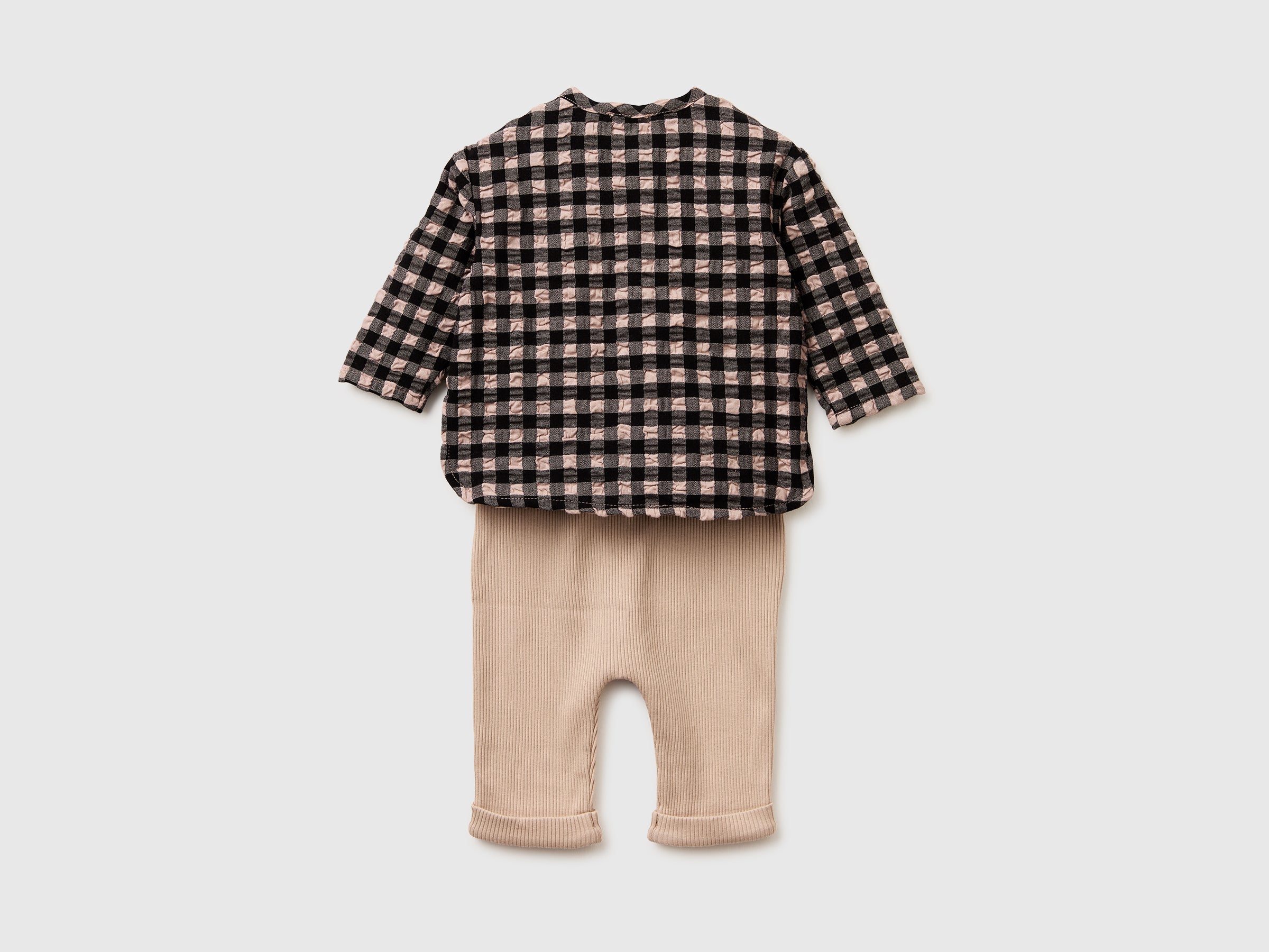 United Colors of Benetton Completo Camicia Quadri Cotone Neonato