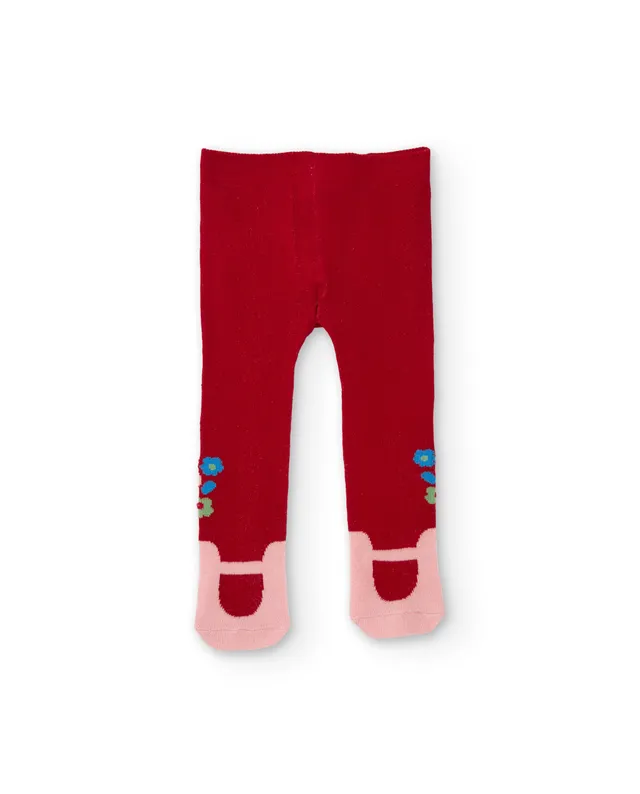 TucTuc Accessori collant neonata rossi cotone floreale