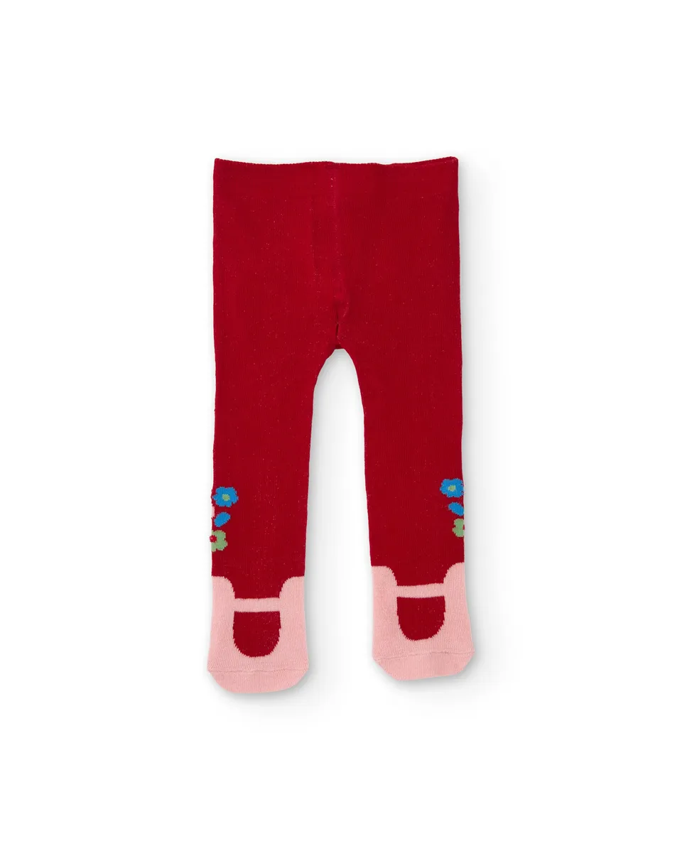 TucTuc Accessori collant neonata rossi cotone floreale