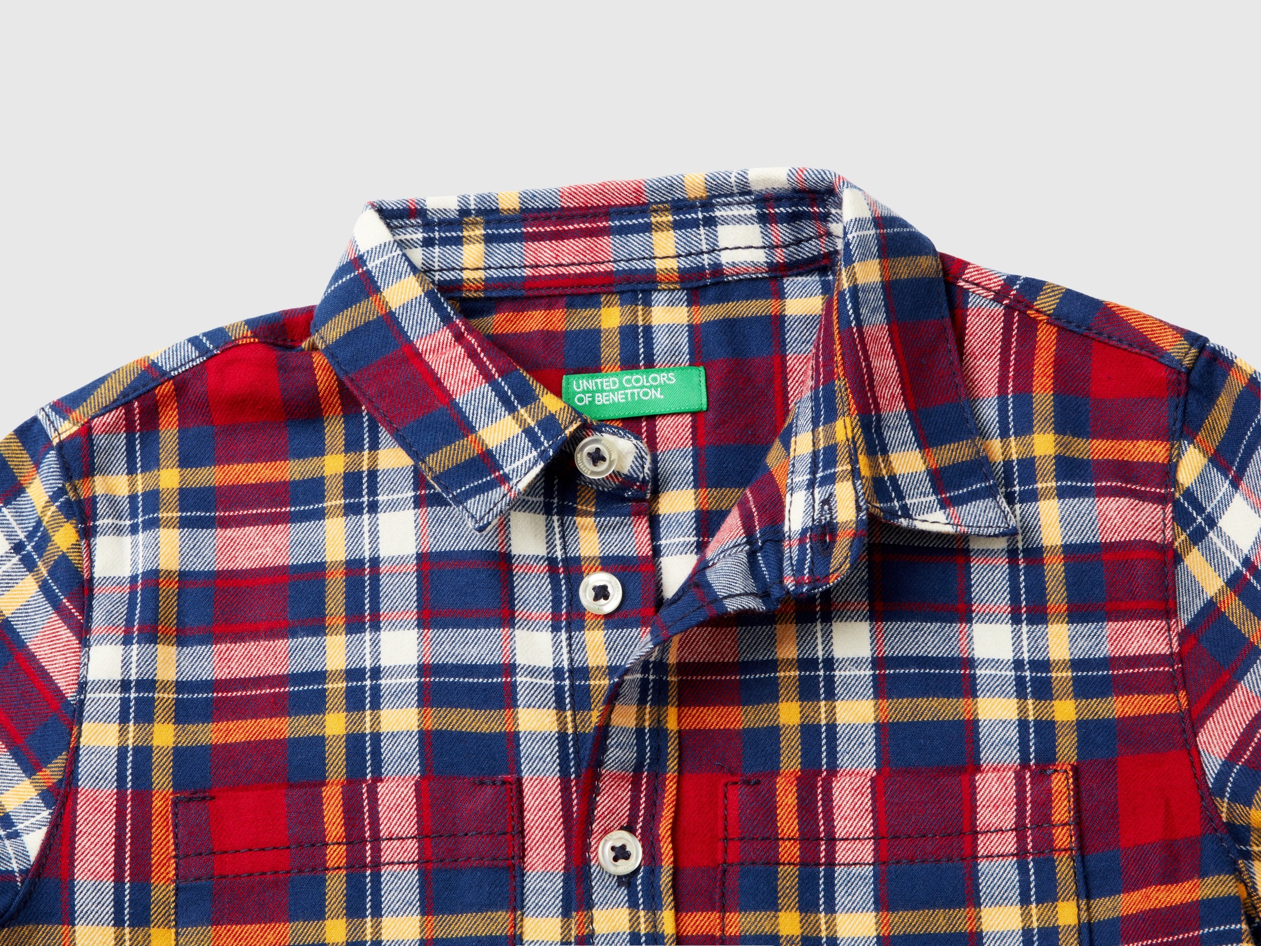 United Colors of Benetton Camicia Quadri Cotone Bimbo Manica Lunga