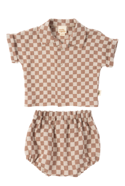 Woolly Organic Muslin Shirt Bloomers SS26 completino mussola bio