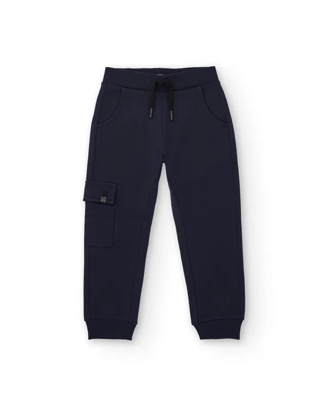 TucTuc Pantaloni Jogger Bambino Nero Tasca Laterale Cotone