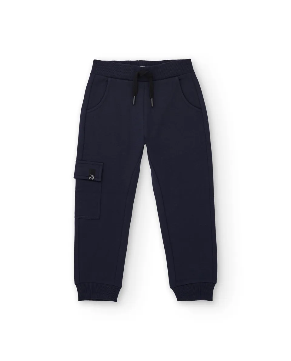 TucTuc Pantaloni Jogger Bambino Nero Tasca Laterale Cotone