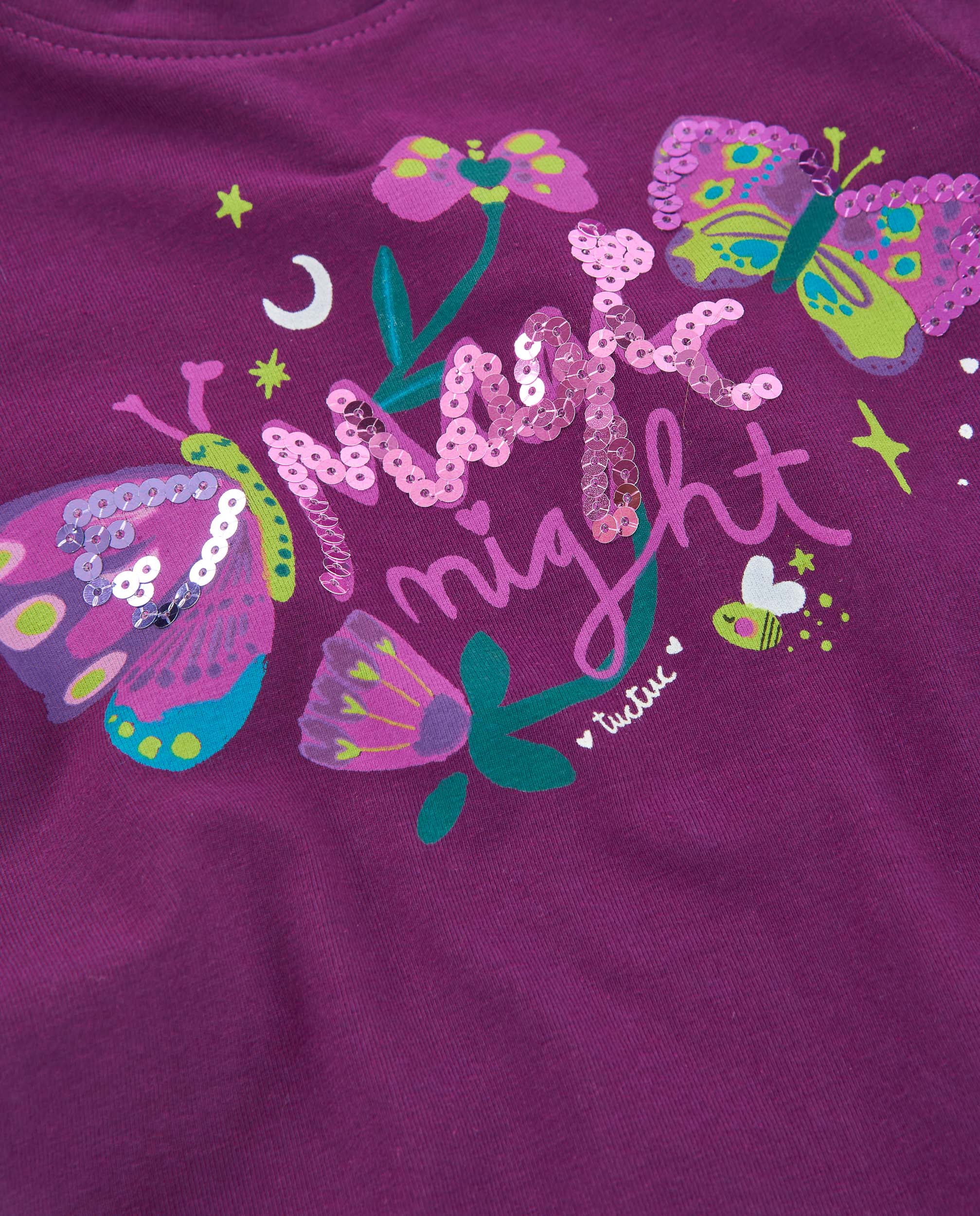 TucTuc Magliette Maglietta bambina maniche lunghe farfalle viola