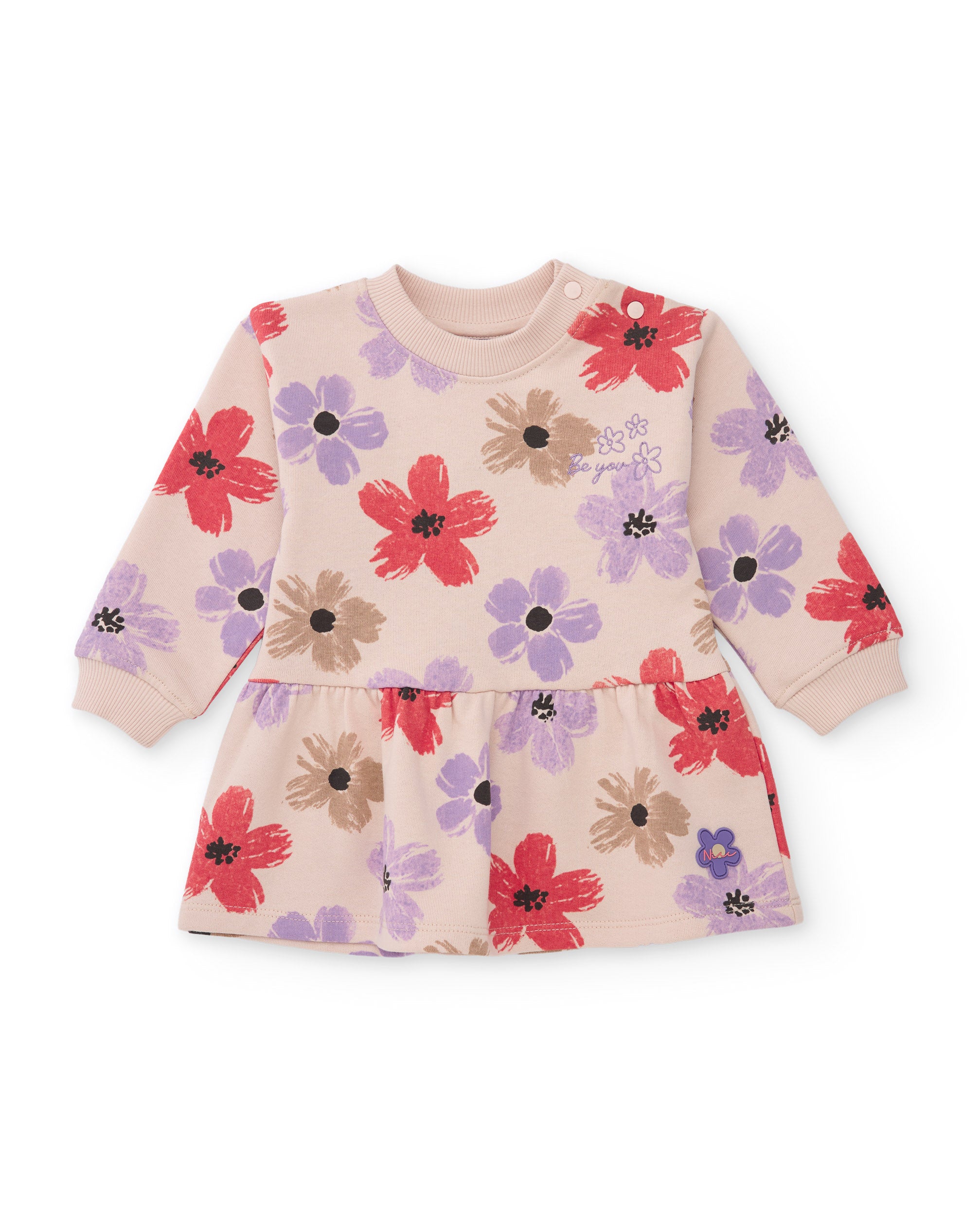 TucTuc Vestiti vestito felpa bambina beige floreale maniche lunghe