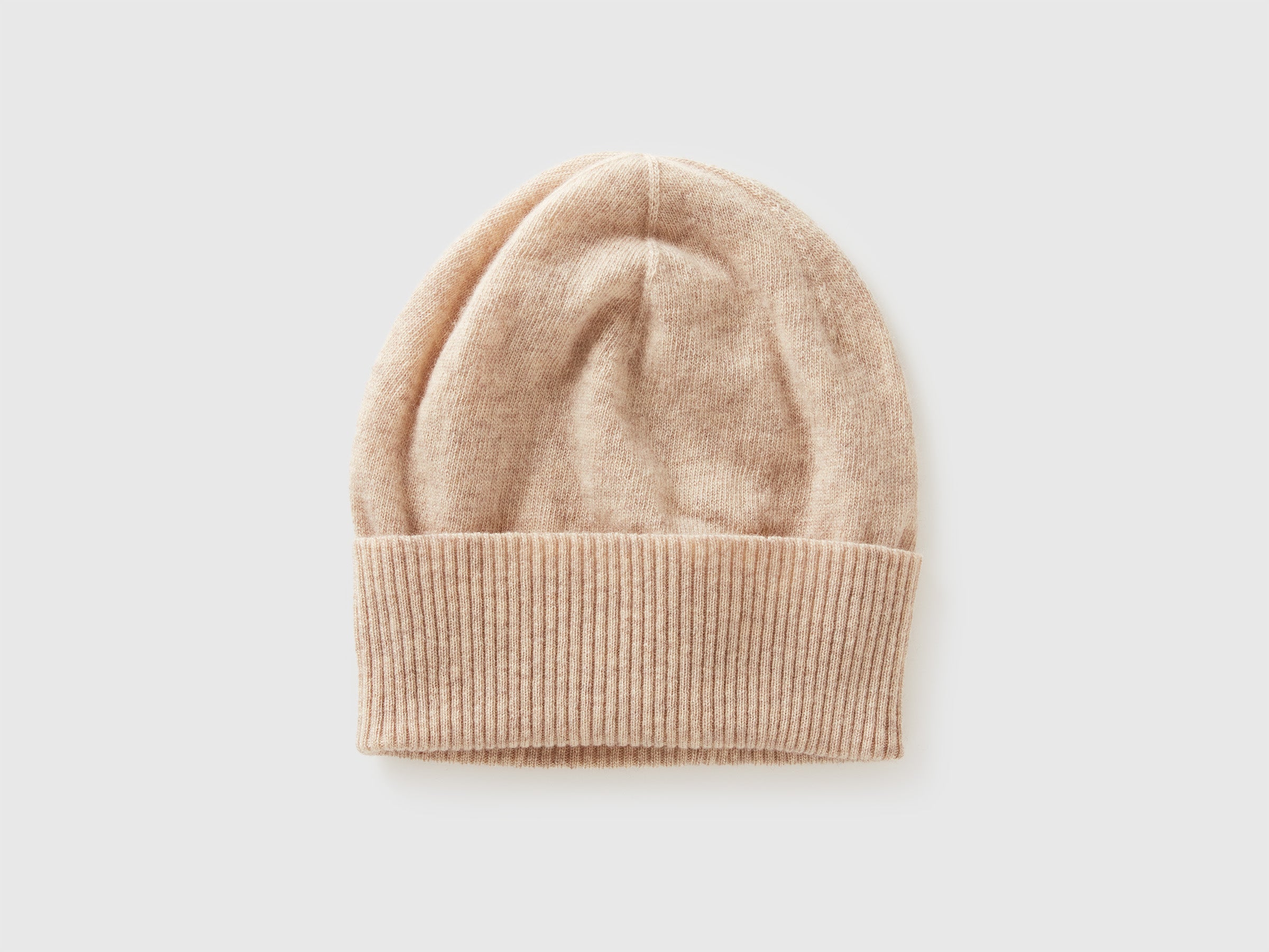 United Colors of Benetton berretto lana merino OS beige risvolto