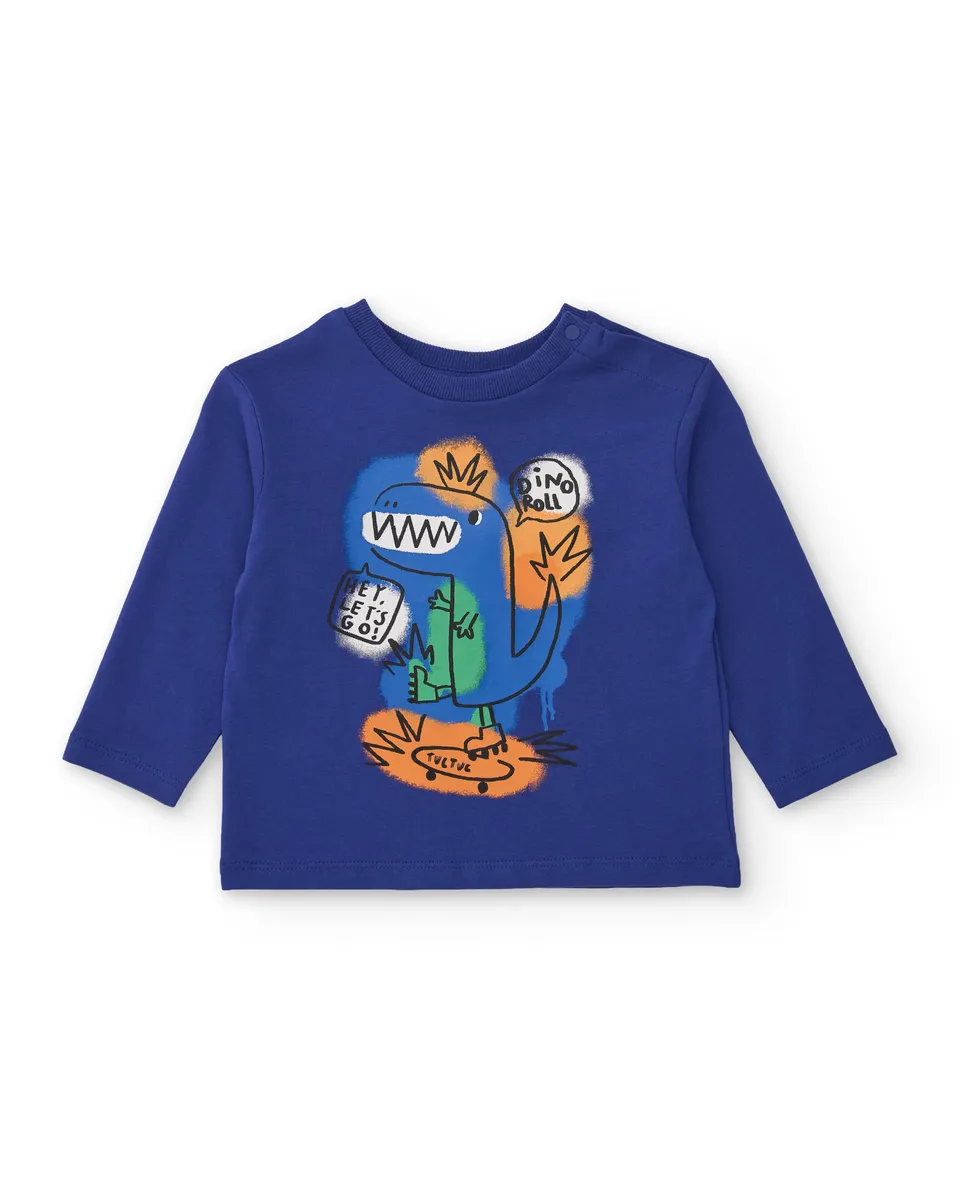 TucTuc Magliette Maglia bimbo maniche lunghe blu dinosauro