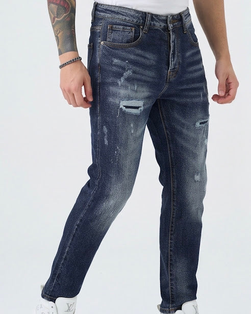 Sottosopra ANJC8576B Jeans Slim Delavé con Toppe 46