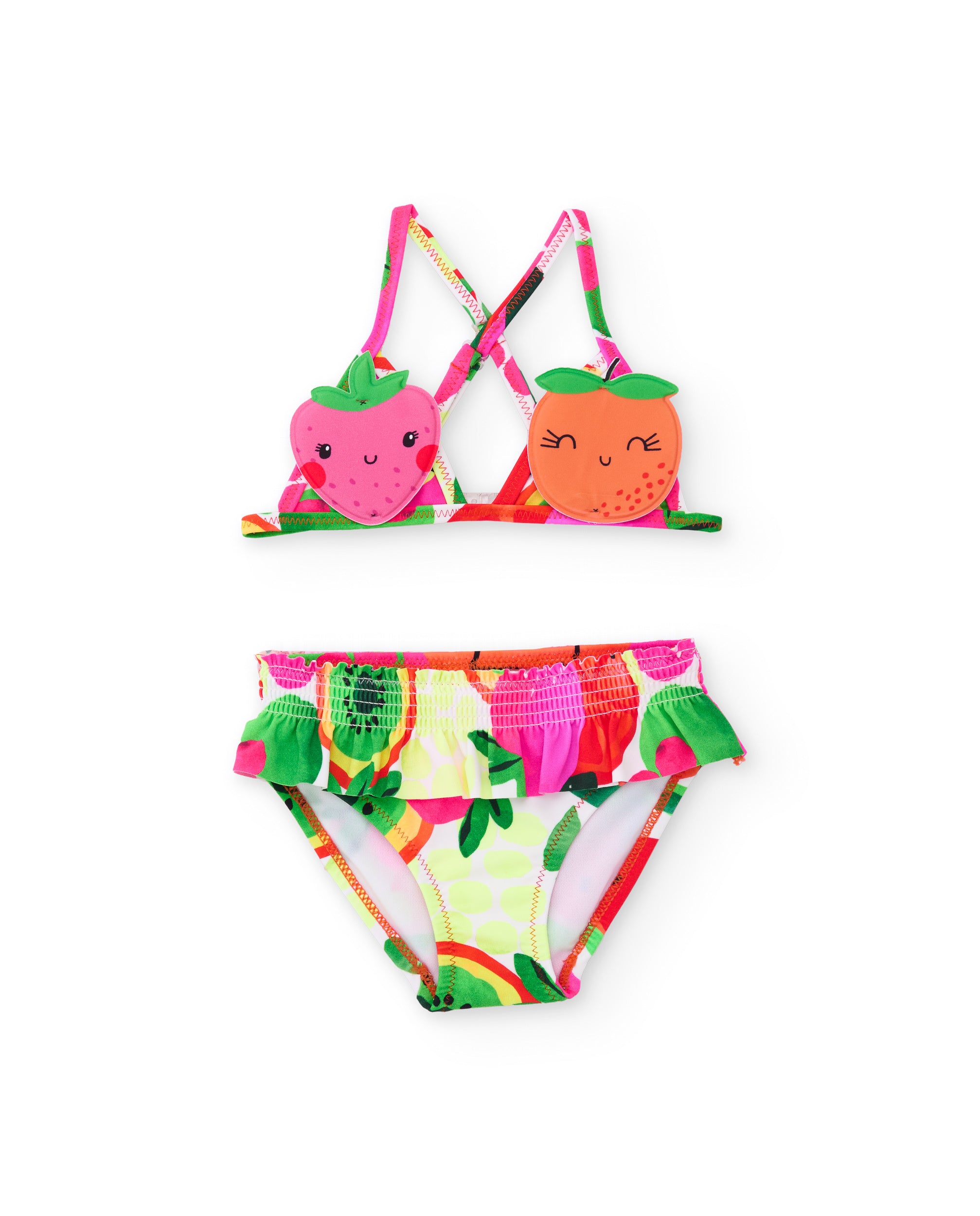 TucTuc Costumi bikini bambina rosa frutta due pezzi