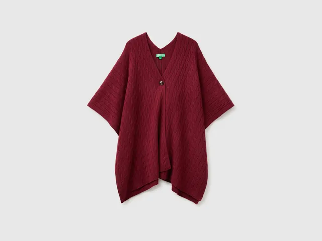 United Colors of Benetton Mantella Donna Trecce Lana Cashmere