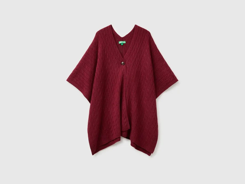 United Colors of Benetton Mantella Donna Trecce Lana Cashmere