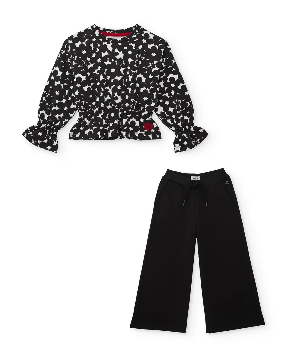TucTuc Completi tuta bambina fiori nero