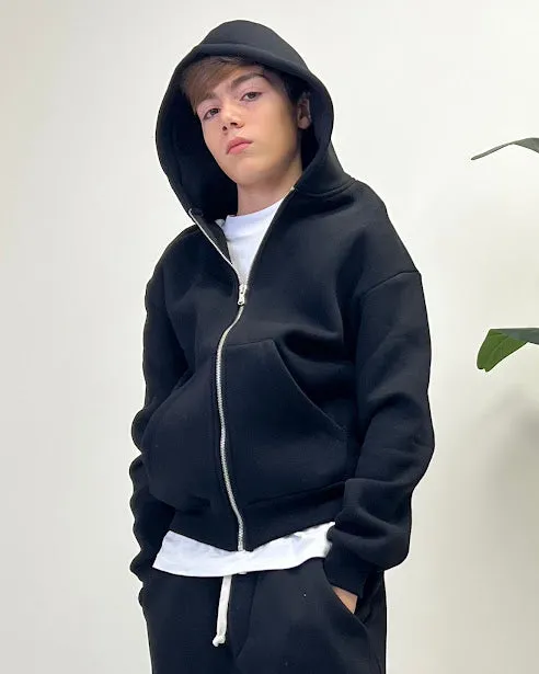 Sottosopra felpa anb2511 zip cappuccio nera 12 anni
