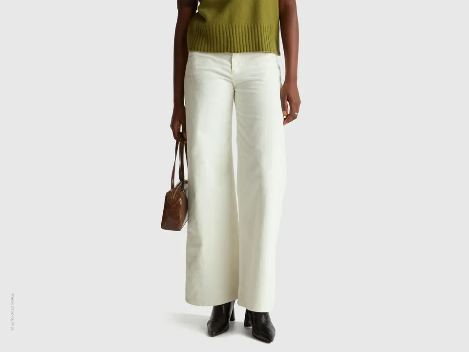 Benetton pantaloni velluto larghi cotone taglia 30