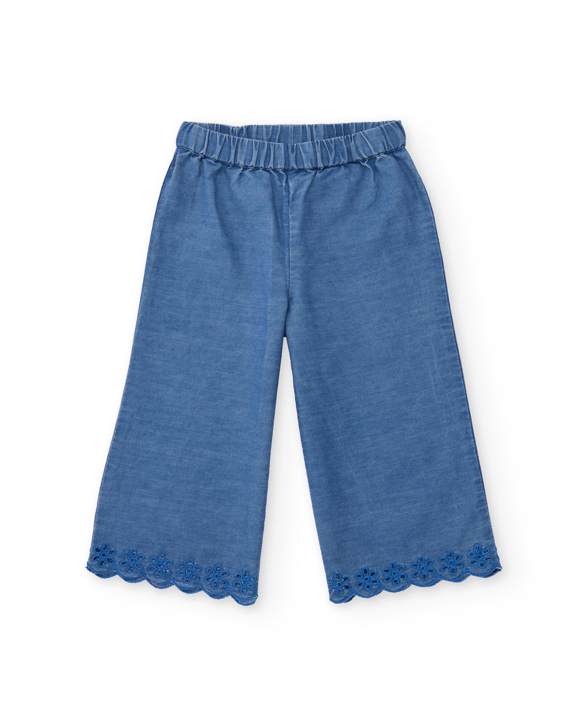 TucTuc Pantaloni Jeans Bambina Blu Ricamo Floreale