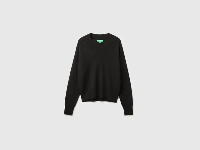 United Colors of Benetton Soft Maglione Scollo V Cashmere Taglia M