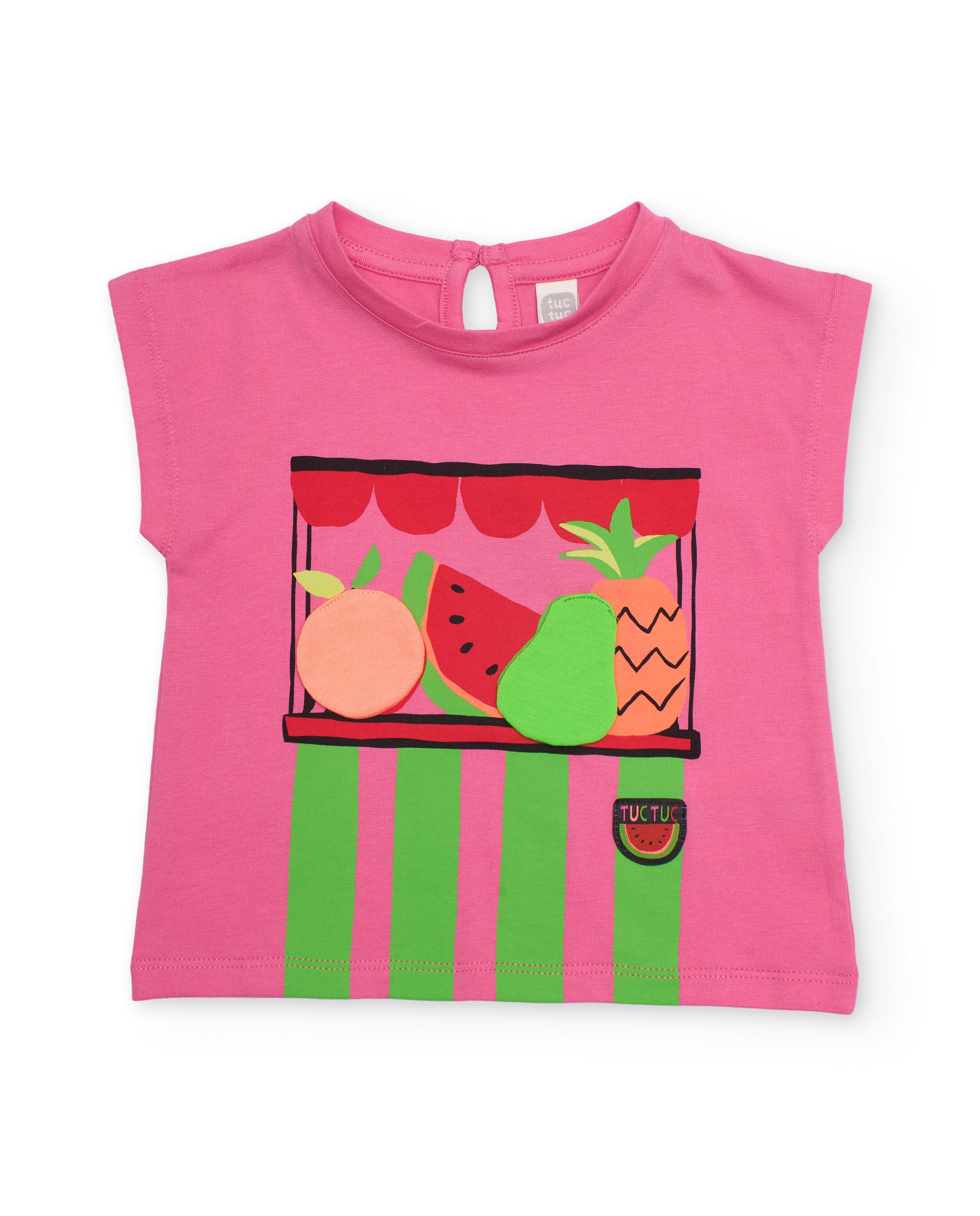 TucTuc Magliette T-Shirt Bambina Rosa Cotone Frutta