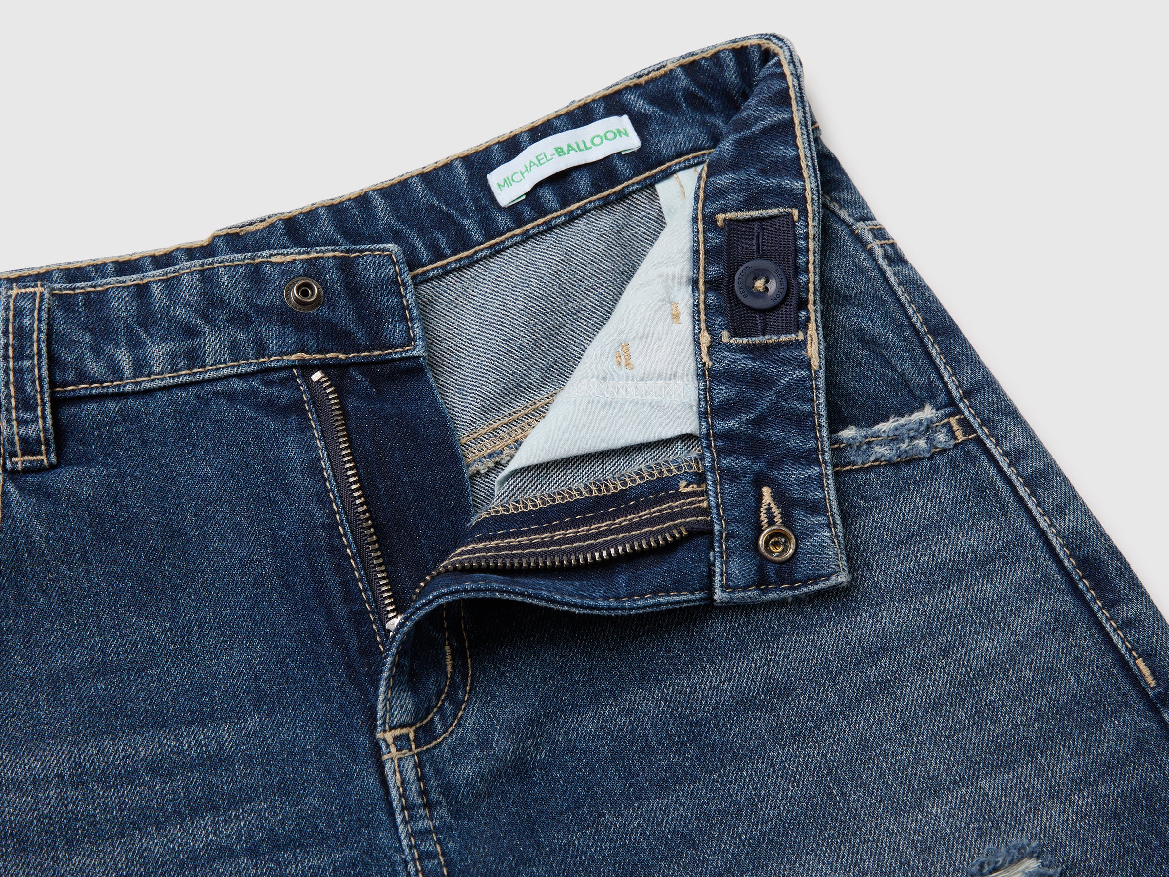 United Colors of Benetton Jeans Balloon Cotone Strappati Elastico