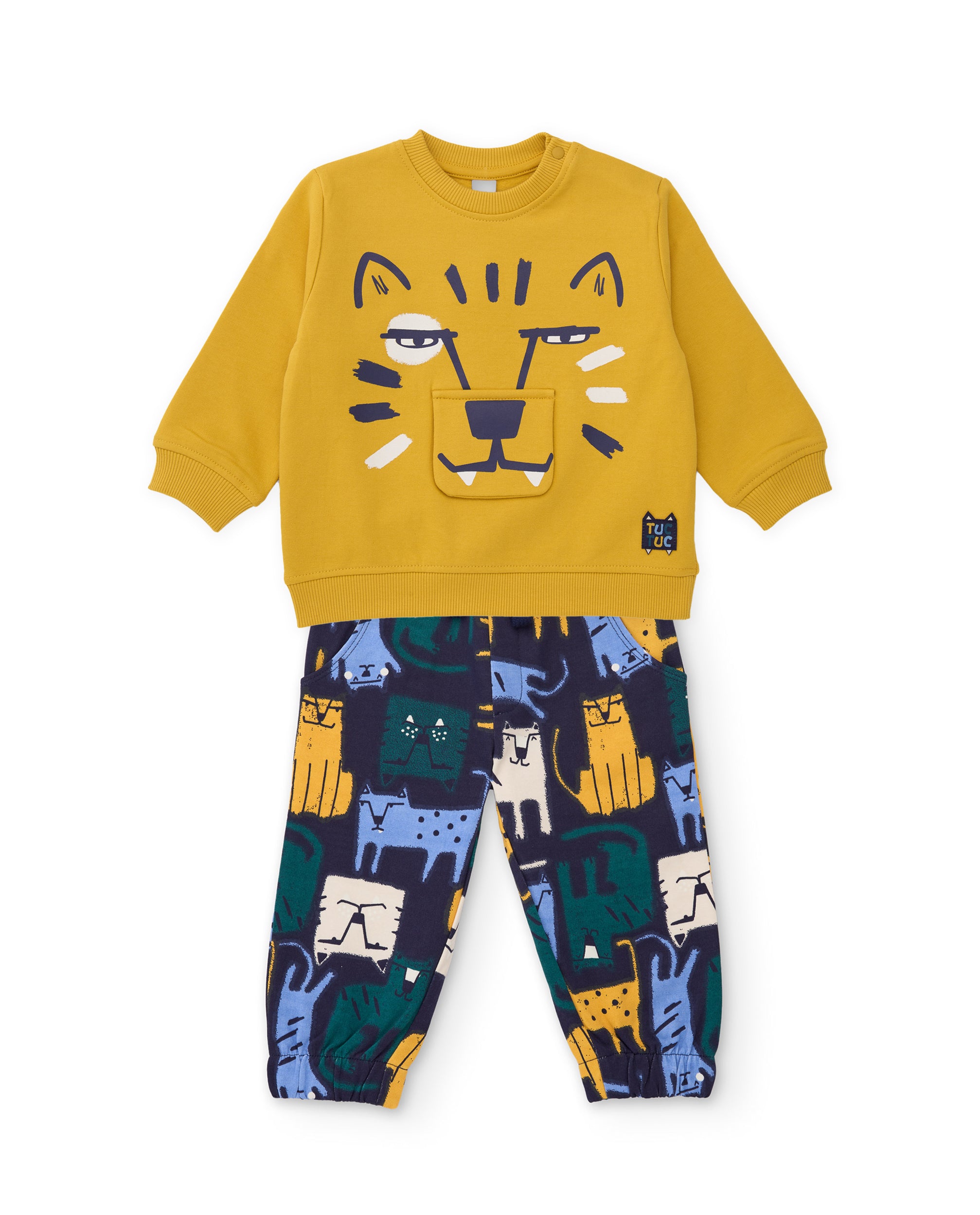 TucTuc Completi Tuta Bambino Felpa Tigre Giallo Cotone
