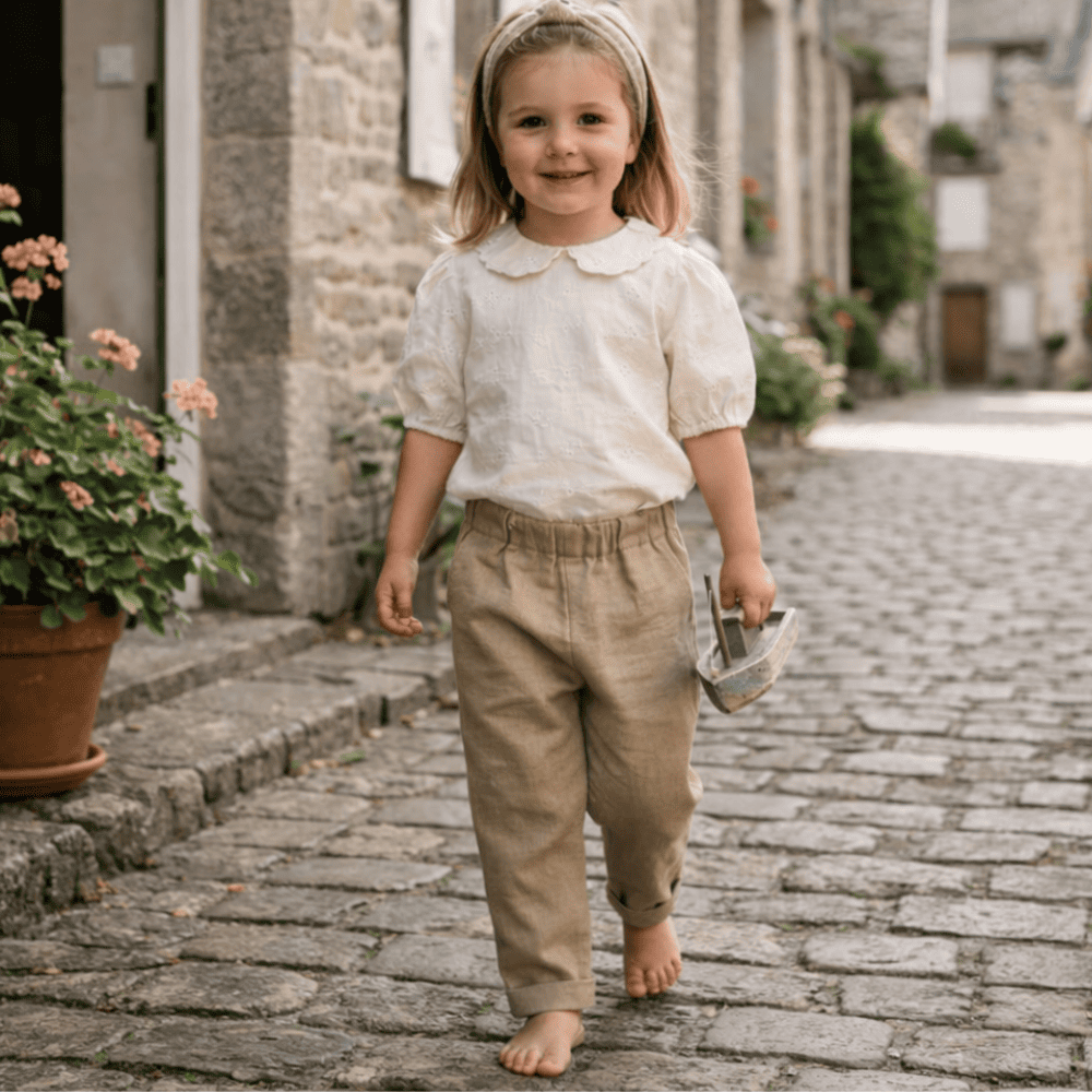 Petite Citrouille Charlie pantalone lino taupe neonato