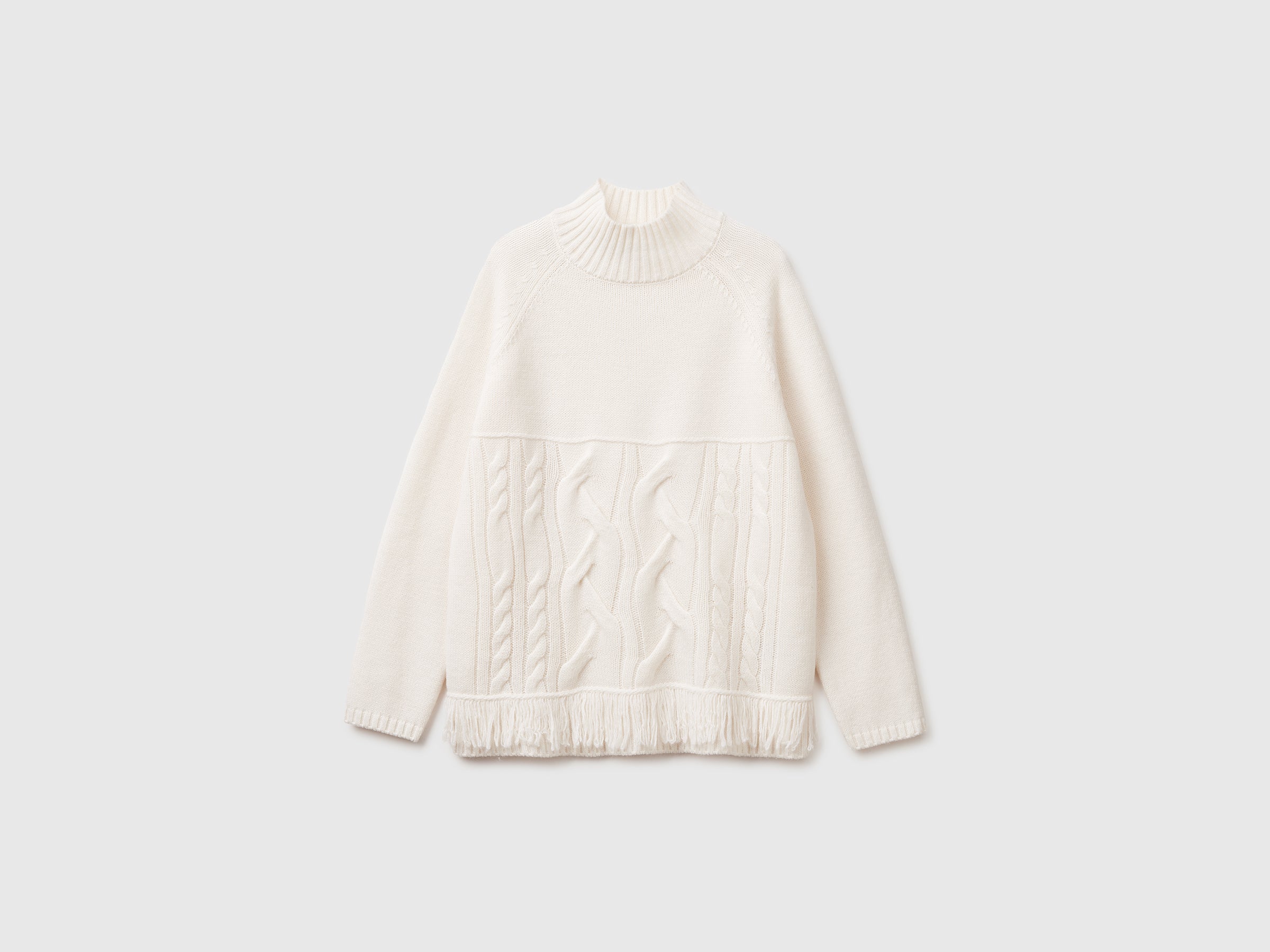 Benetton Sweaters Maglione dolcevita frange taglia S