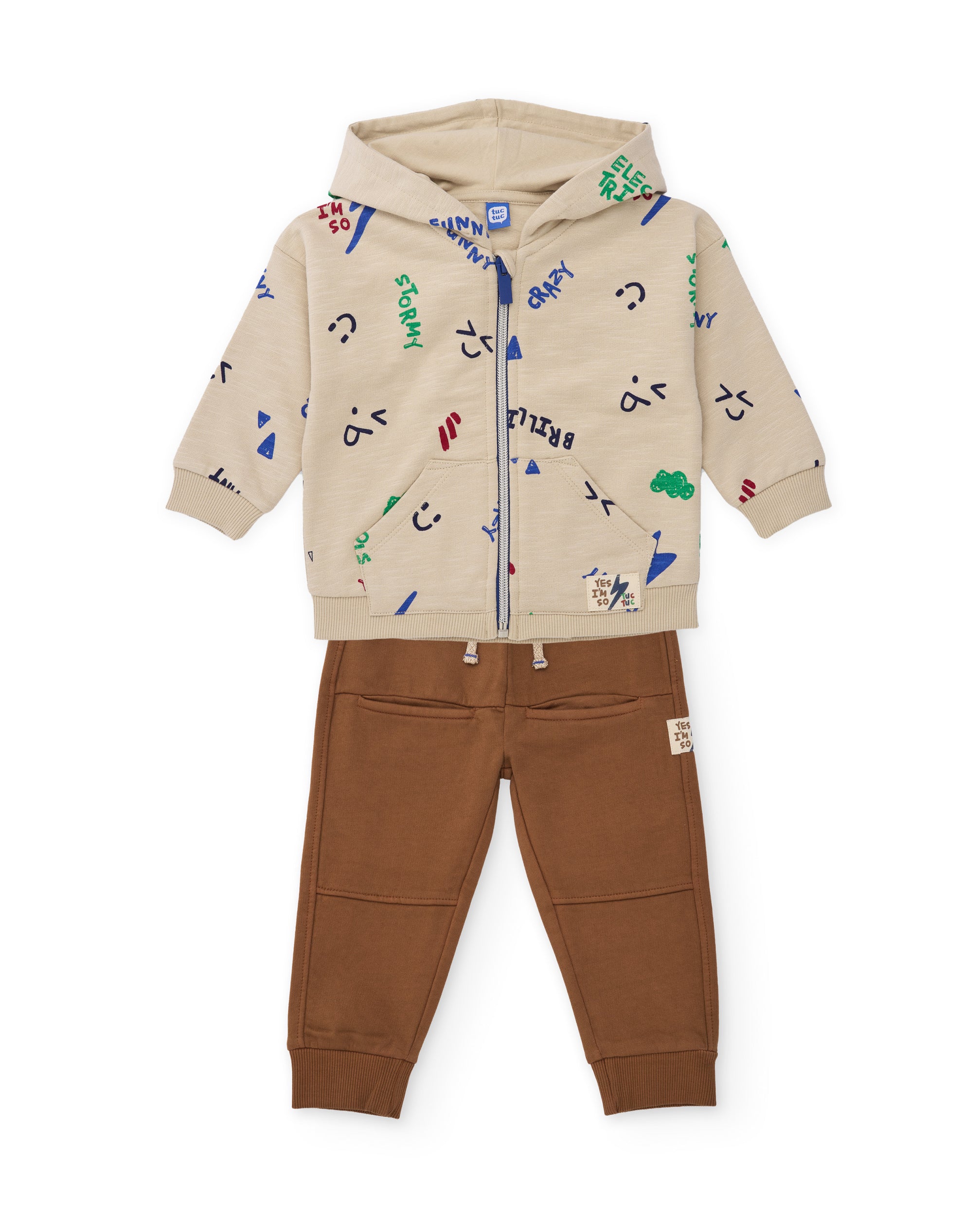 TucTuc Completi tuta bambino beige felpa cappuccio
