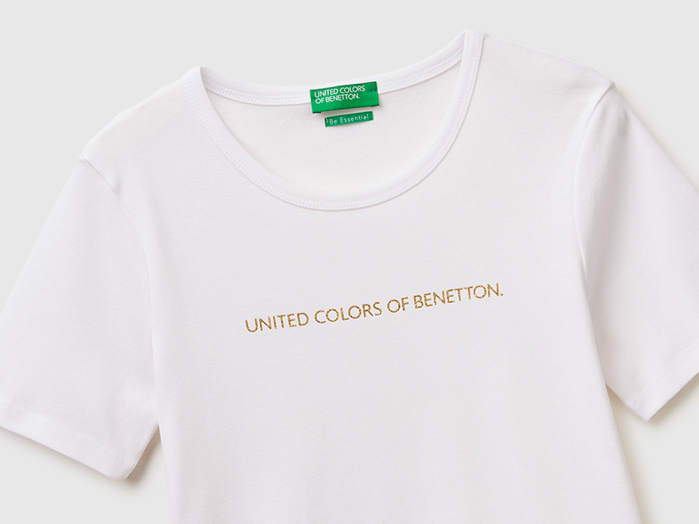 United Colors of Benetton T-shirt manica corta logo glitter cotone