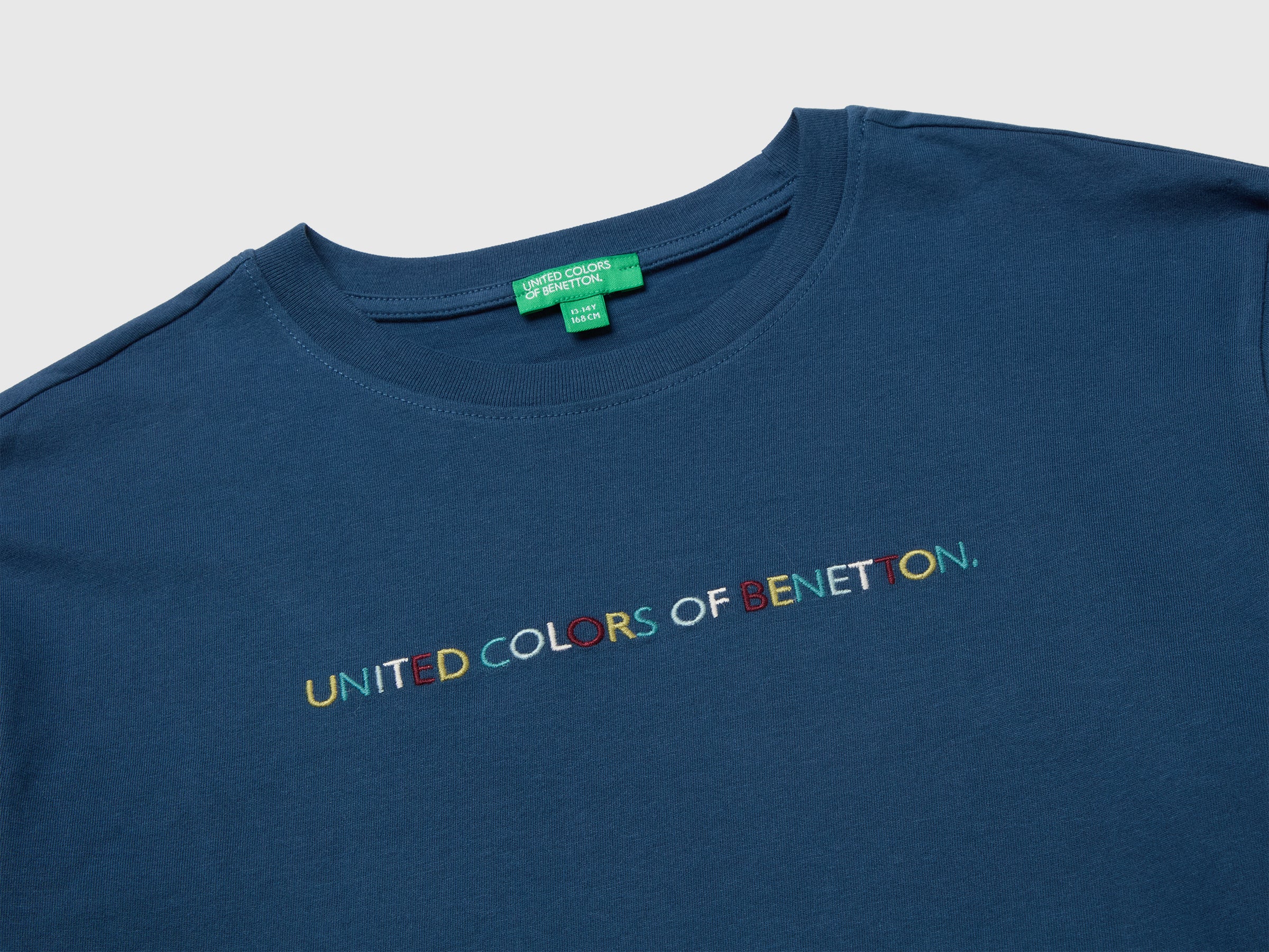 United Colors of Benetton T-Shirts Maglietta stampa ricamo L cotone bio