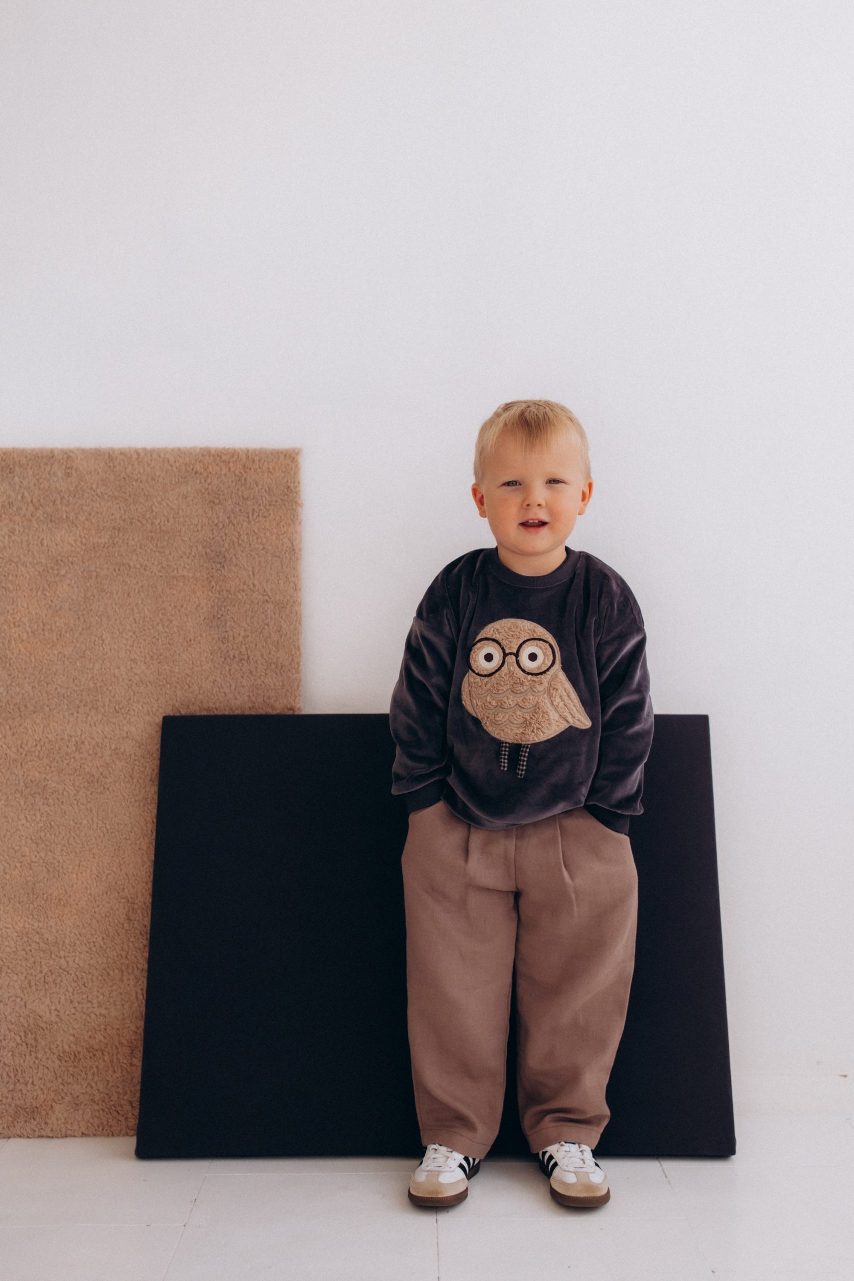 Woolly Organic Kids Trousers pantaloni AW26 cotone Taupe