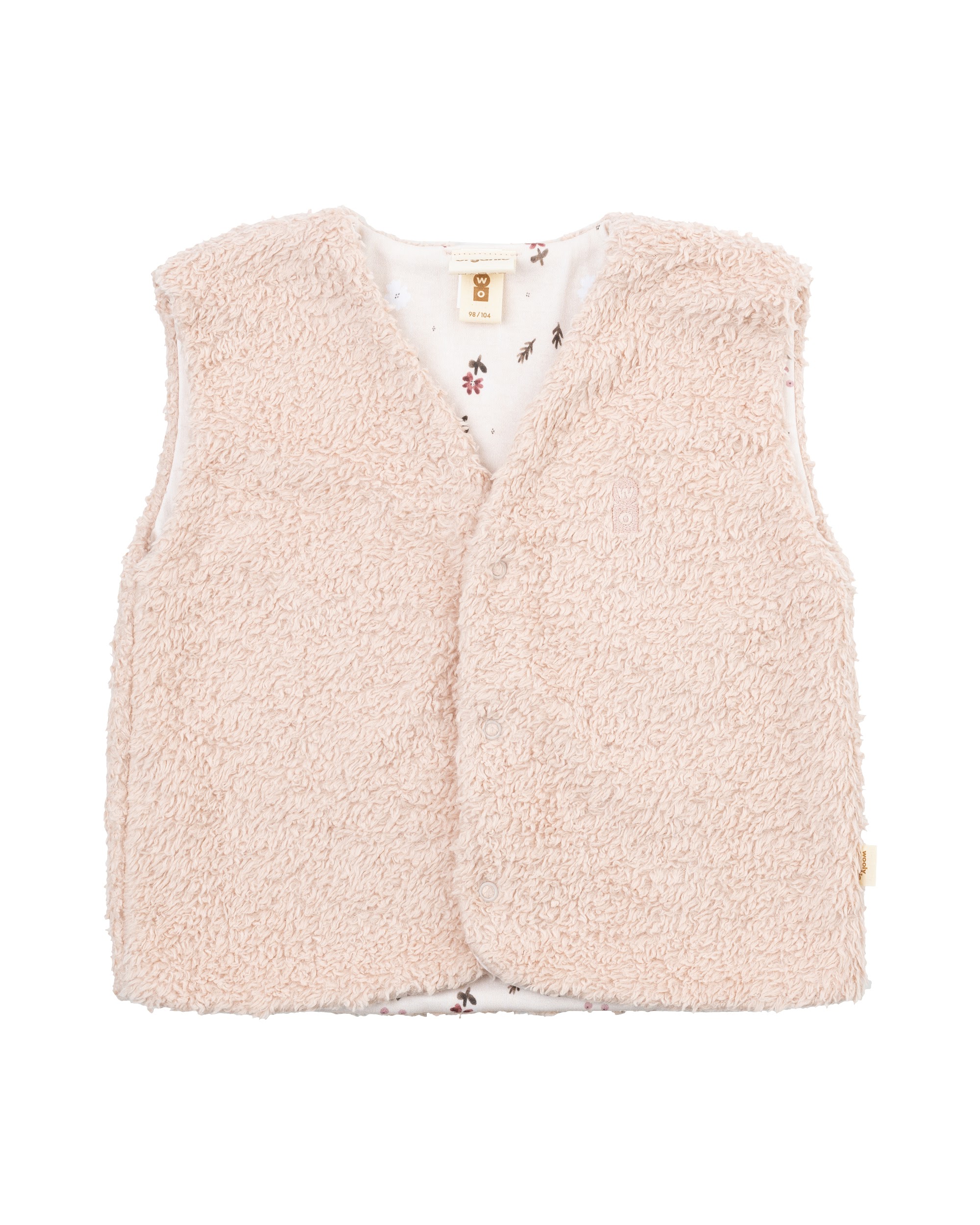 Woolly Organic Gilet bimbo ricamato cotone bio Ecru