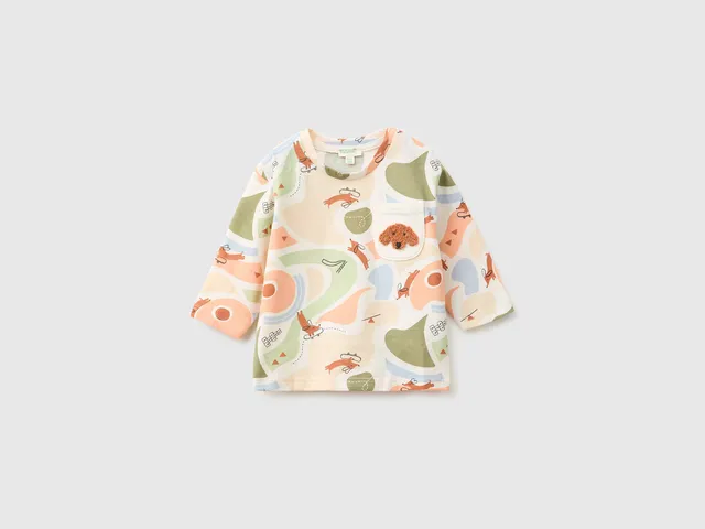 United Colors of Benetton T-shirt fantasia maglietta neonato cotone bio