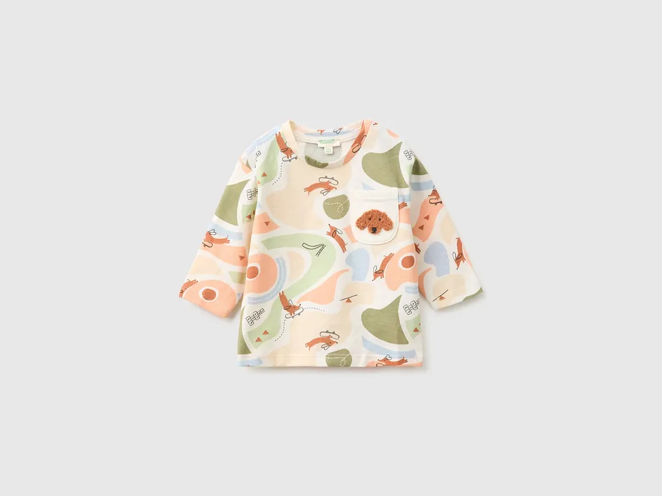 United Colors of Benetton T-shirt fantasia maglietta neonato cotone bio