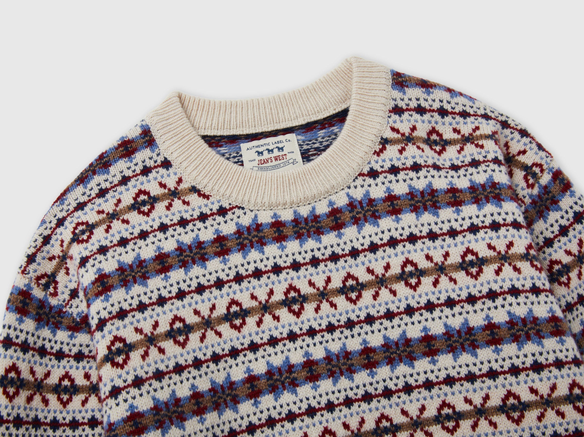 United Colors of Benetton Maglione jacquard lana collo rotondo XS