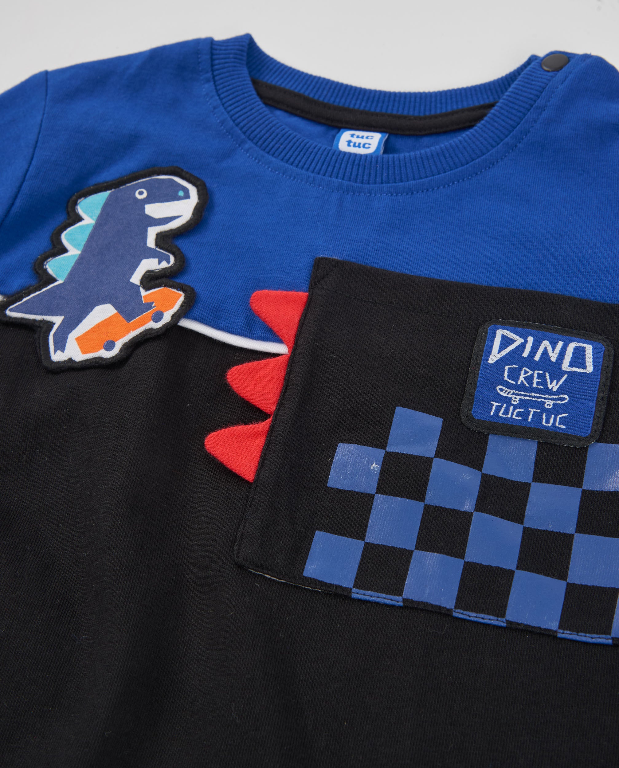 TucTuc Magliette T-Shirt Bambino Cotone Blu Dinosauro