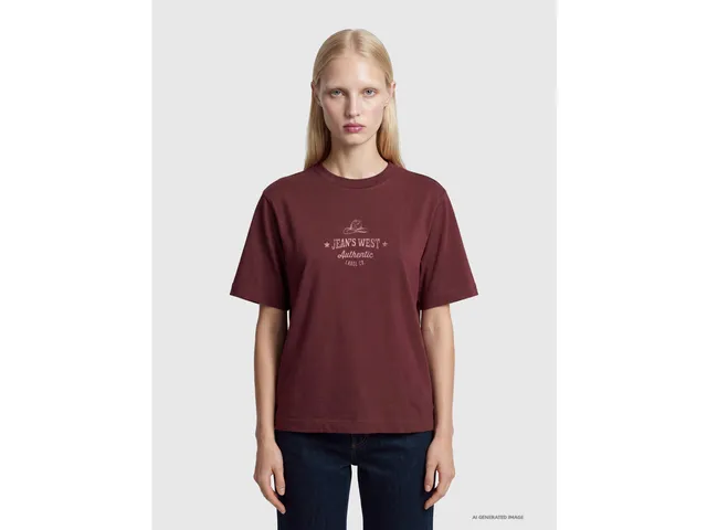 Benetton T-Shirts and Tops T-shirt over-fit western maglietta cotone