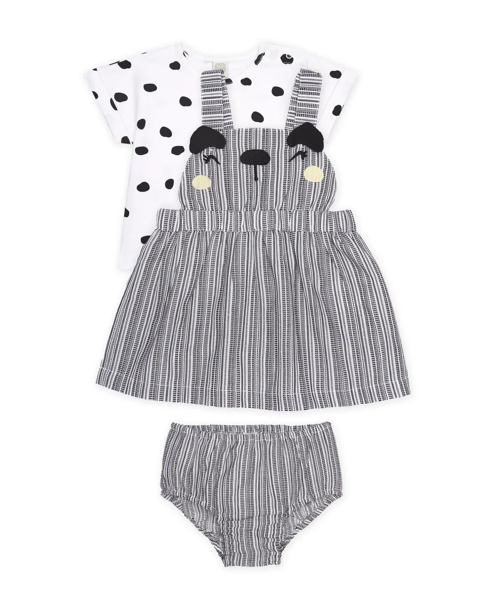 TucTuc Completi Tre Pezzi Righe Completo Bianco Neonata