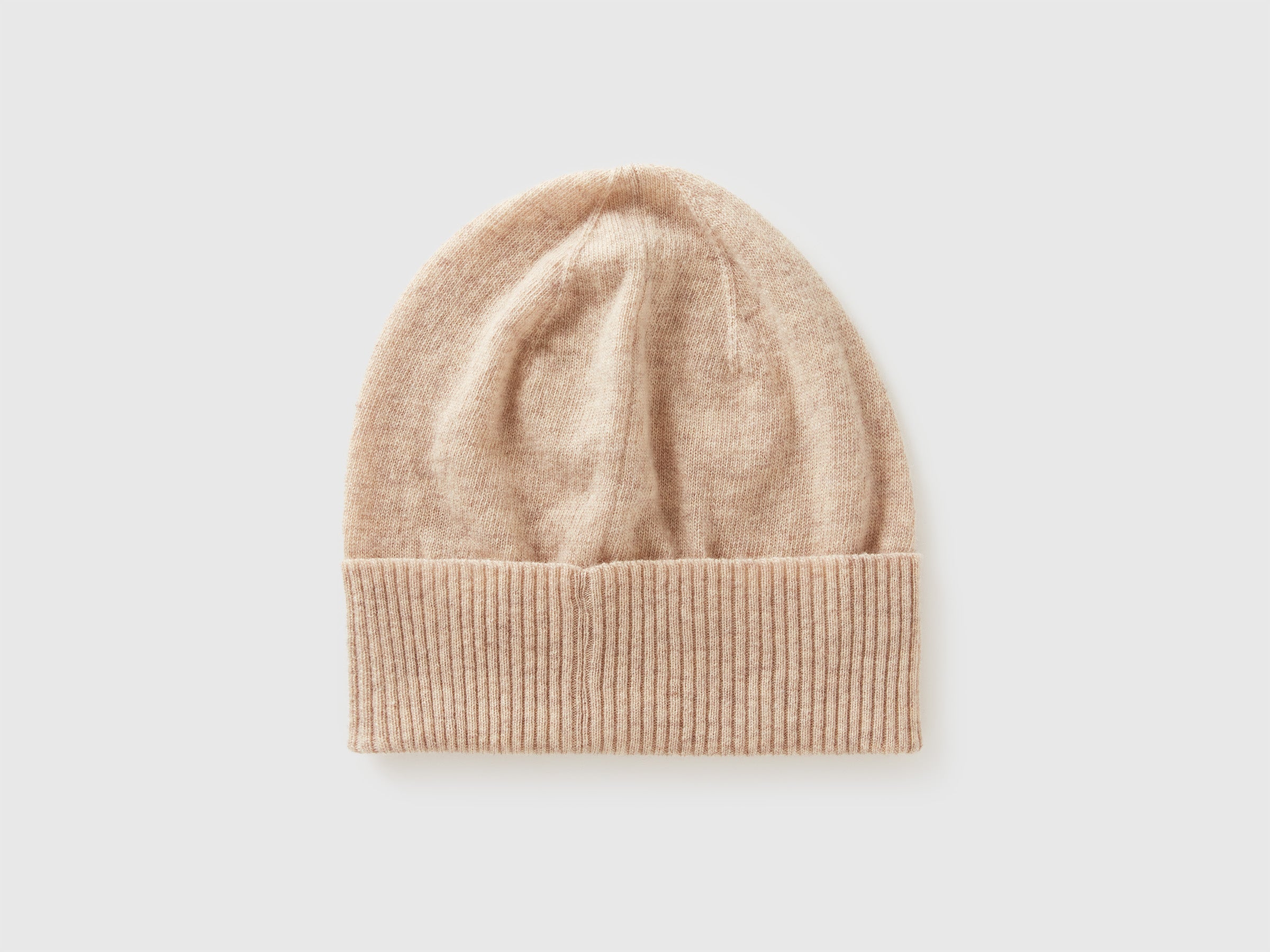 United Colors of Benetton berretto lana merino OS beige risvolto