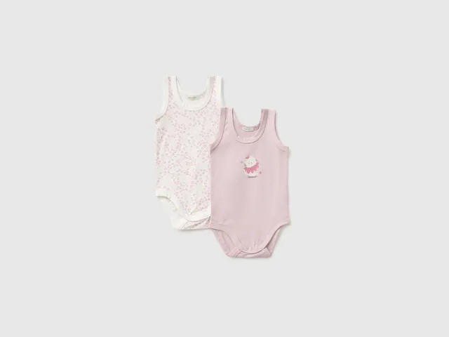 United Colors of Benetton body smanicati cotone bio 2 pezzi taglia 68