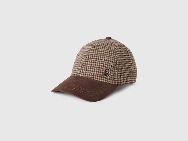 United Colors of Benetton Cappello Baseball Pied de Poule Visiera