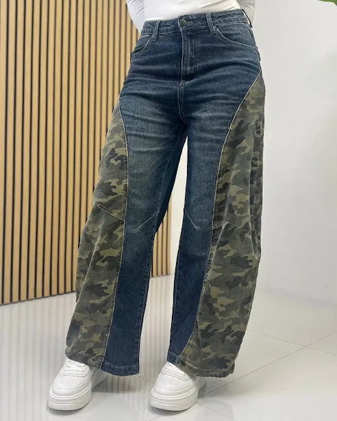 Sottosopra JEFX5439 jeans baggy mimetico jeans XS-XL
