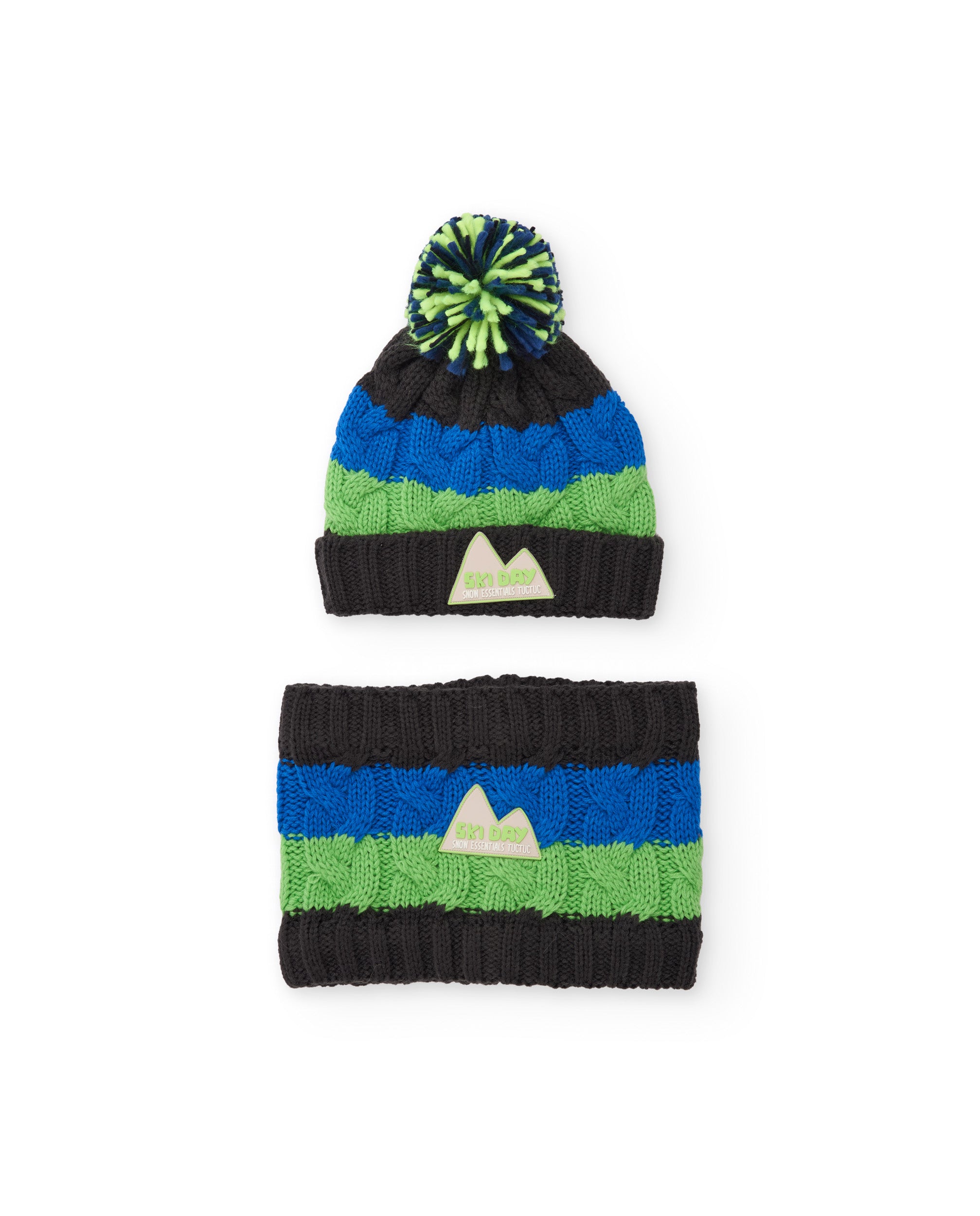 TucTuc Accessori set bambino cappello pompon scaldacollo righe