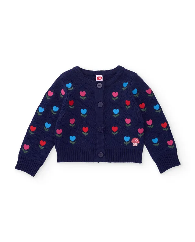 TucTuc Maglioni Giacca Bambina Blu Fiori Bottoni