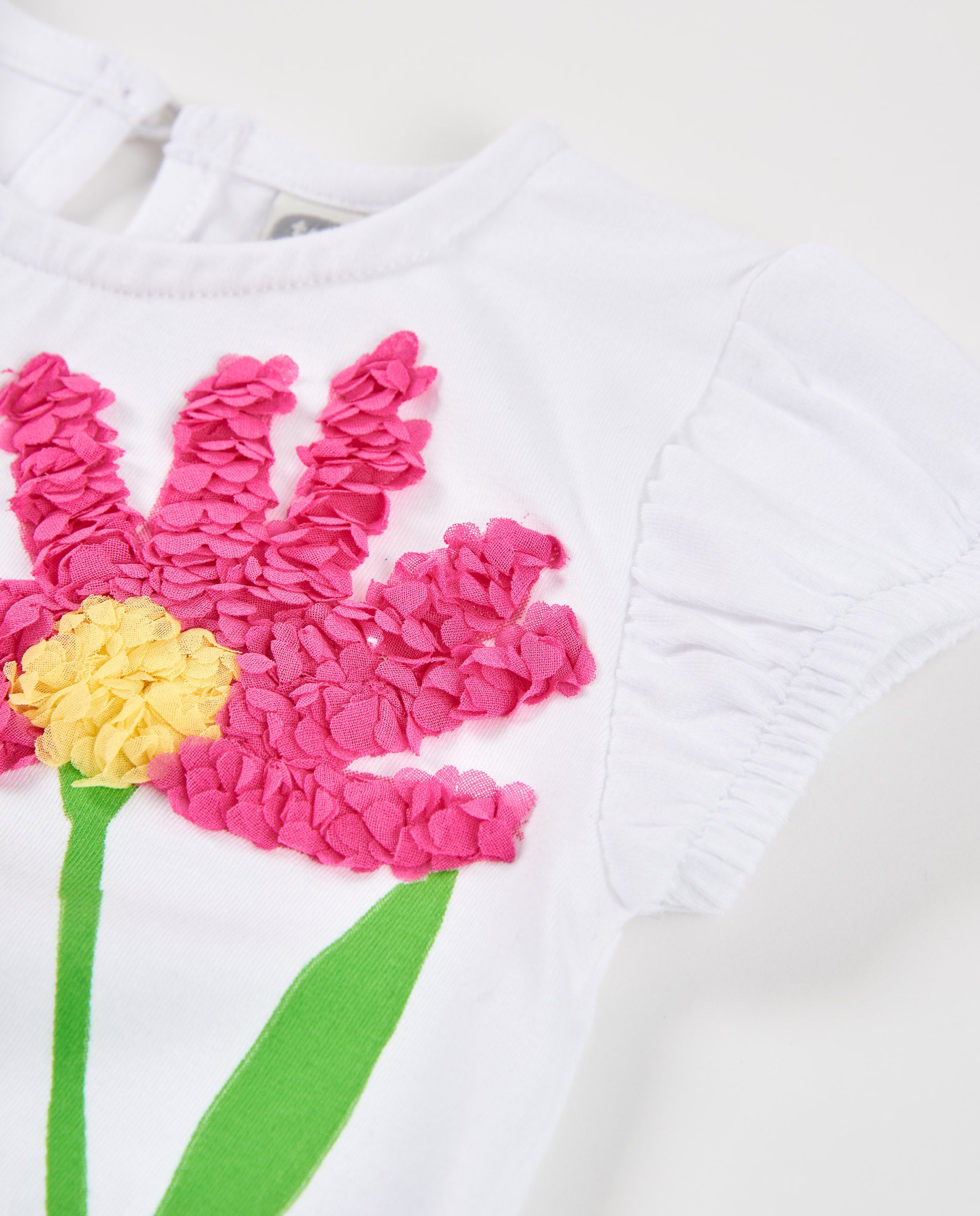 TucTuc Magliette T-shirt bambina bianca fiore rilievo