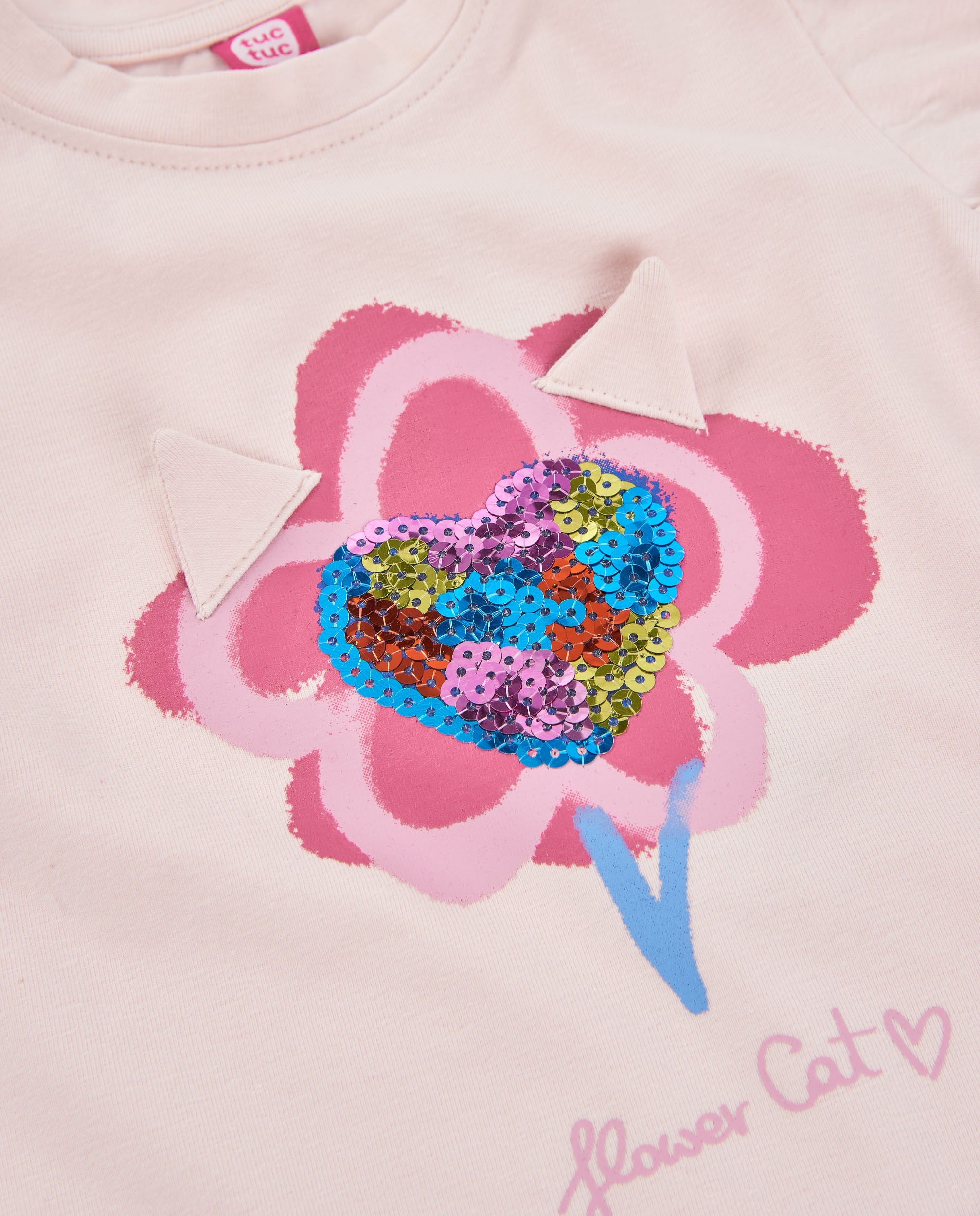 TucTuc Magliette Maglia Bimba Rosa Cuore Paillettes Jersey