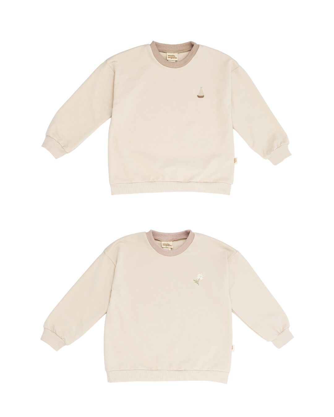 Woolly Organic Sweatshirt GOTS SS27 felpa ricamata bimbi
