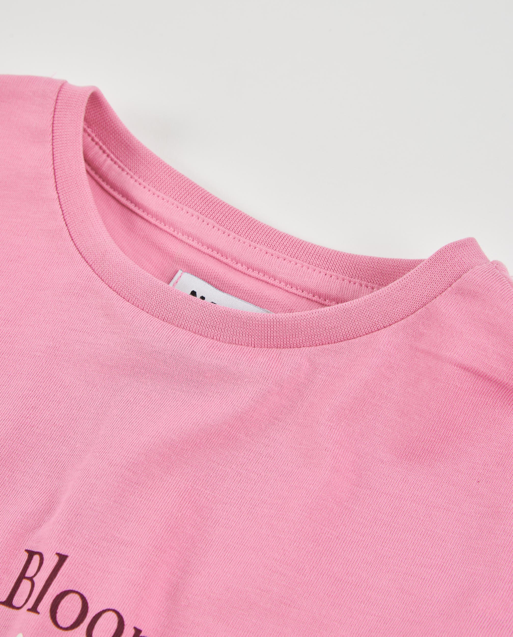 TucTuc Magliette ricamo floreale maglia rosa maniche lunghe